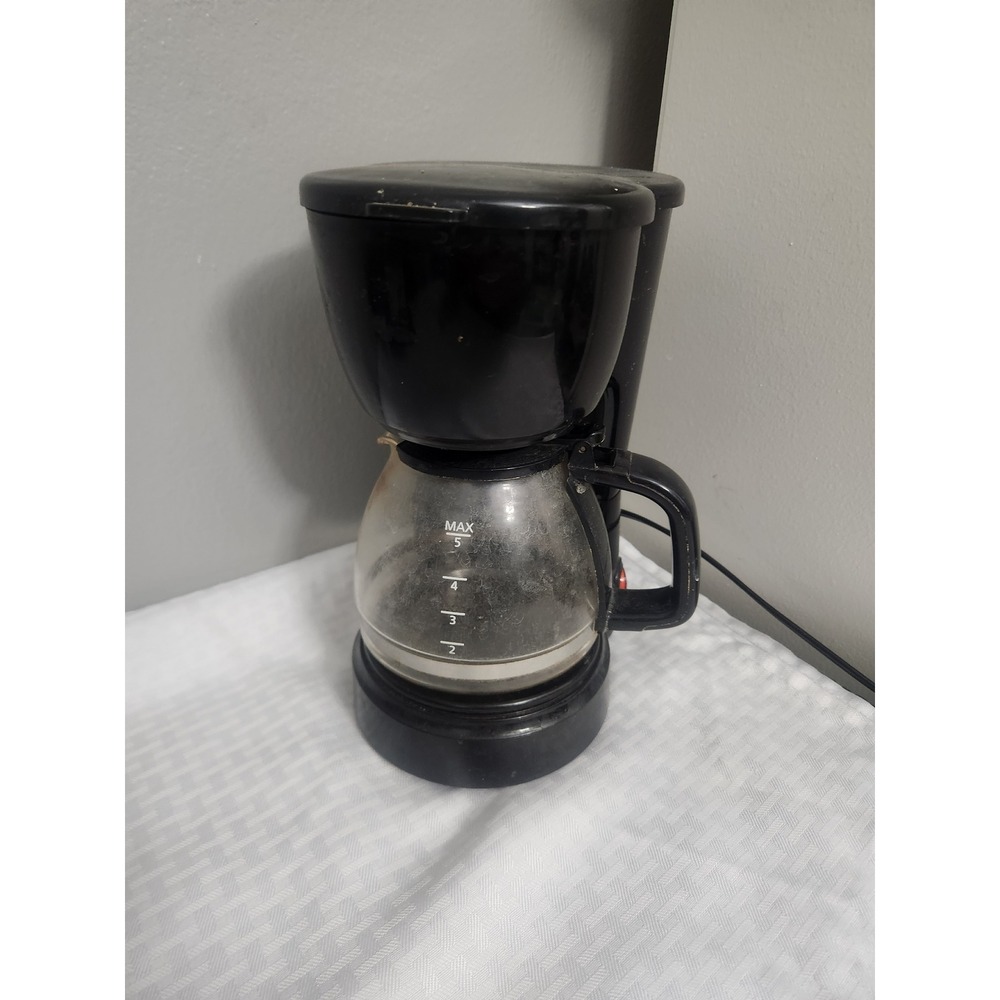 Compact 5 Cup Drip Coffee Maker Black with Glass Carafe Small Kitchen Appliance